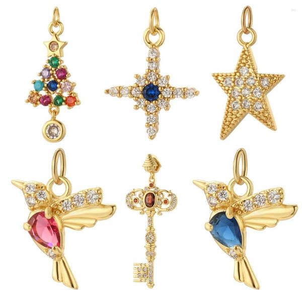 Dijes con forma de estrella y pájaro para fabricación de joyas, suministros de Color dorado, pendientes bohemios, pulsera, collar a granel