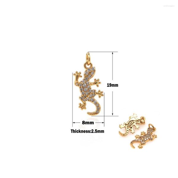 Charmes mignon Micro-pavé Gecko pendentif collier Animal charme amulette lézard déclaration bijoux dame cadeau bricolage faisant disque