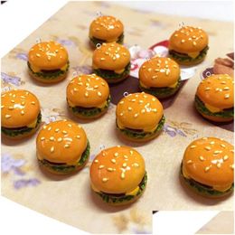 Charms Mignon Mini Résine Hamburger Sandwich Pendentifs Pour Diy Boucles D'oreilles Porte-clés Bijoux De Mode Fabrication Drop Delivery Résultats Componen Dho0G