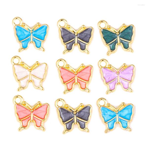 Charmes mignon mélange couleur 20 pièces émail papillon alliage pendentif à breloque pour femmes collier boucles d'oreilles bricolage accessoires faits à la main