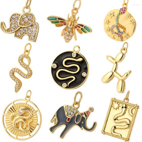 Breloques mignon serpent éléphant abeille pendentif pour la fabrication de bijoux couleur or Animal bricolage boucles d'oreilles collier Bracelets