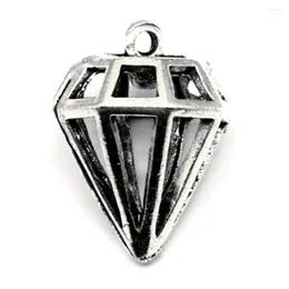 Charms découpé diamant femme pendentif décor de maison artisanat design bijou 15x19 mm 5pcs couleur argent antique