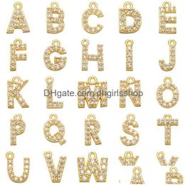 Charms Delicado A To Z Zirconia Carta Colgante Para Pulseras Collar Joyas Pendientes Hallazgos Componentes Accesorios Venta al por mayor Drop Dhnx5