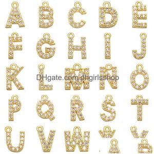 Charms Délicat A À Z Zircone Lettre Pendentif Pour Bracelets Collier Bijoux Boucle D'oreille Résultats Composants Accessoires En Gros Goutte Dhnx5