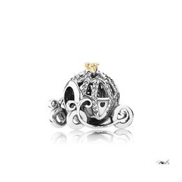 Charms Zarter und stilvoller Kürbis-Auto-Charm, authentisches 925er-Sterlingsilber mit CZ-Diamanten, geeignet für Pandora-DIY-Armband, Perlen-Dhrul