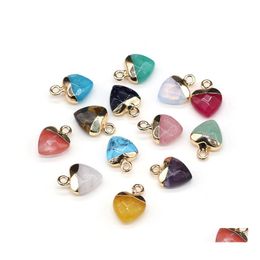 Charmes délicat du coeur de pierre naturelle quartz rose lapis lazi turquoise opale pendentif bricolage pour collier bracelet boucles d'oreilles bijoux faisant dhuq4