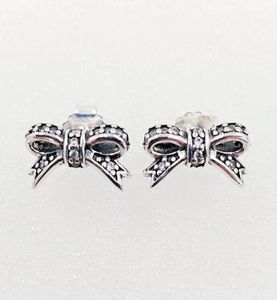 Charms Designer Sieraden Authentiek 925 Sterling Silver Delicate Bow Stud Earring P Oordringen Luxe Women Valentijnsdag BI9943785