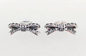 Charms Designer Jewelry Authentic 925 Siltling Silver Delate Bow Stud Oreau Pouteaux d'oreilles Luxury Femmes Saint-Valentin Bi9338853