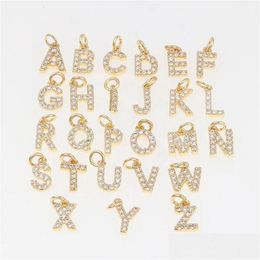 Charmes DIY Laiton Cubique Zircone Cristal 26 Lettre Pendentifs Pour Femmes Boucle D'oreille Bijoux Accessoires 9.6X5.5Mm Drop Livraison Résultats Com Dhrfx