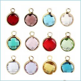 Charms Bijoux à bricoler soi-même 8,6 mm rond en métal doré cristal pierre de naissance charmes 20 pièces en gros sans livraison directe bijoux résultats de bijoux composants Dhk3Z