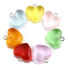 Dijes Doreen Box Color transparente melocotón corazón colgantes resina para DIY collar pendientes joyería regalos 17x17mm 10 Uds