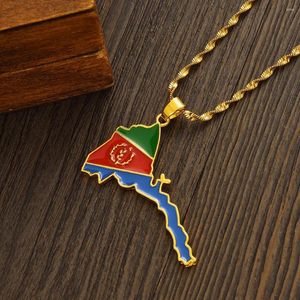 Dijes Eritrea 5 estilos mapa bandera colgante collares finos para mujeres niñas Color dorado joyería africana de Eritrea