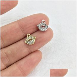 Charms Eruifa 10Pcs 10 6Mm Minuscule Lèvre Strass Plaqué Or En Alliage De Zinc Pendentif Bijoux Collier À Faire Soi-Même Bracelet Boucles D'oreilles 2 Couleurs Dh0Wo