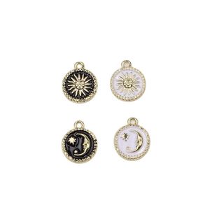 Charms Eruifa 10 stcs 12 mm Mooie glanzende Sun Moon Star met epoxy munt zink legering ketting oorbel armband sieraden diy handgemaakte 4 colorscharms