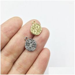 Charms Eruifa 20 stcs 11 mm Beutif Coin Goud/Sier Polated zink legering hanger sieraden Diy ketting armband oorbellen 2 kleuren Drop Dh08D