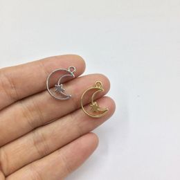 Encantos eruifa 20pcs 16 5 mm luna con estrella de aleación de zinc mujeres al por mayor collar de cuello joya joya de bricolaje a mano 2 colores