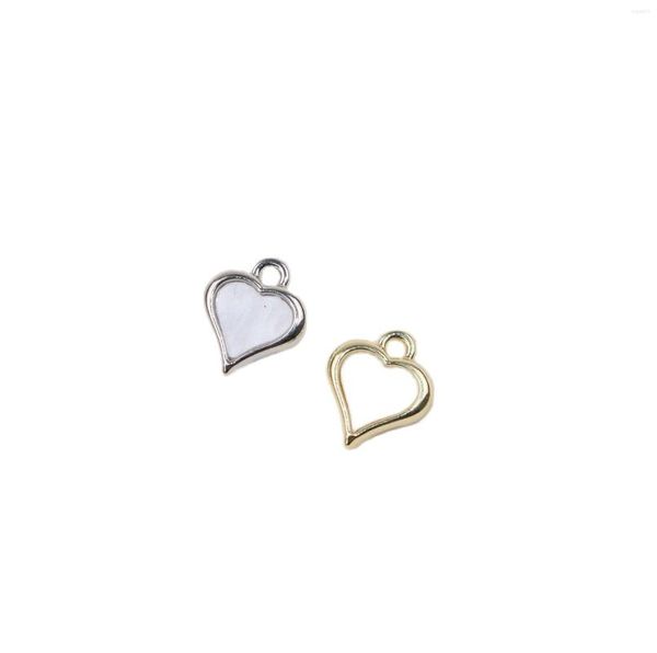 Charms Eruifa 6 uds 10mm Mini corazón moneda de plástico plana aleación de zinc collar pendiente pulsera joyería mujer niña DIY hecho a mano 2 colores