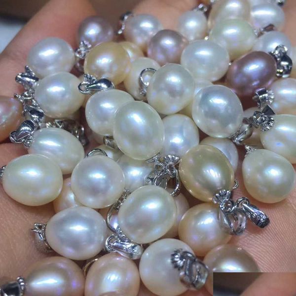 Charms Factory Direct Precio increíble Sterling Sier Colgante de perlas de arroz natural 89 mm para joyería DIY Entrega de gota 202 Dh9Oc