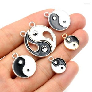 Charms Fashion Alloy Metal Drop Oil Twee-Sided Kit Tai Chi Bagua Macroporeuze kralen voor DIY armband ketting sieraden maken