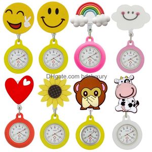 Charms Fashion Badge Reel Nurse Doctor Doctoon Animal Animal Retractable Pocket Montres Gift For Hospital Medical Brooch Clip Clock Drop Deli Othkg