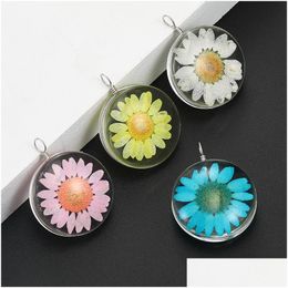 Charms Fashion Colorf Gedroogde Bloem Kleine Daisy Charm Voor Sieraden Maken Handgemaakte Glas Hanger Fit Ketting Diy Kids Drop Levering F Dhubr