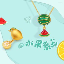Breloques mode fabrication de bijoux fruits émail pendentif Bracelet collier accessoires citron pastèque fille cadeau pour enfants
