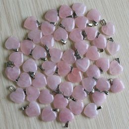 Charms Fashion Natural Rose Quartz Stone Love Heart Shape Beads Pense Beads Pendants 20 mm para joyas que hacen colgante 339d