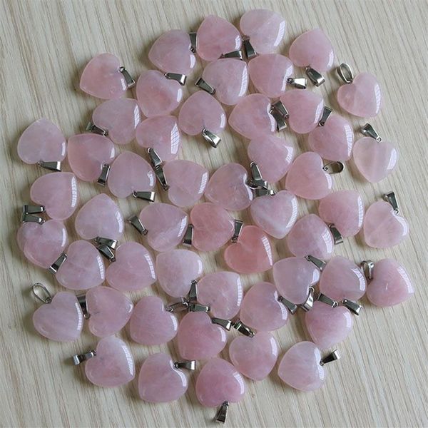 Breloques en pierre de quartz Rose naturelle, pendentifs en forme de cœur d'amour, perles en pierre Rose, 20mm, pour la fabrication de bijoux, 229d