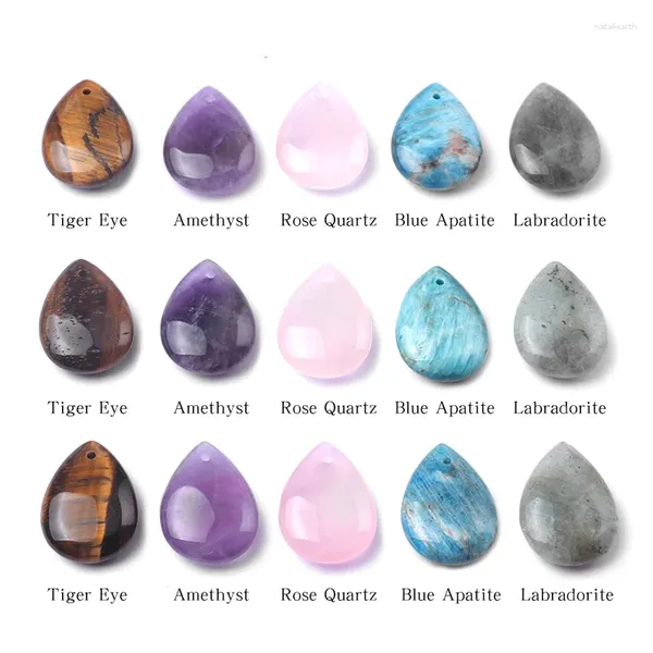 Charms Fashion Natural Stone Eau Pendre Drop Tiger Tiger Eye Amethyst Rose Quartz pour boucles d'oreilles bijoux faisant 10ps