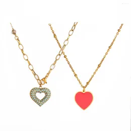 Collier avec pendentif d'amour creux rétro pour femmes, breloques à la mode, couleur or, en acier inoxydable, bijoux cadeaux de saint-valentin, étanche