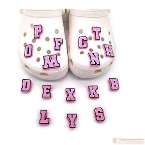 Charmes Mode Schoen Halloween Klomp Decoratie Schoenen Charme Gesp Pins Knoppen Roze Engelse Hoofdletters Nummer Kids Party Drop Deli Dhohs