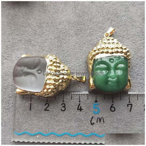 Charmes Mode Souriant Tête De Bouddha Pendentif Relius Leshan Nt Bouddhisme Fl Strass Pavé Charme Pour Collier Bijoux Bricolage Fabrication Goutte De Dhula