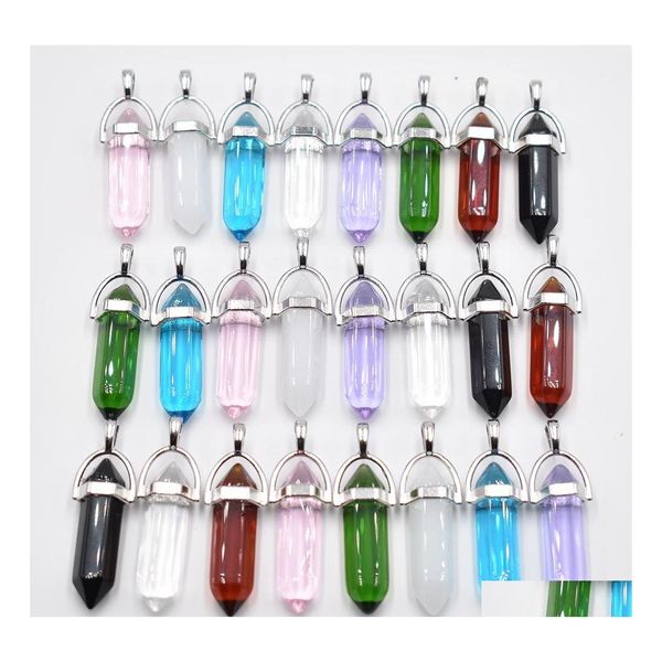 Charms Mode Verre Transparent Hexagone Pilier Point Charme Pendentif À La Main Pour Bijoux Pendentifs Collier Faire En Gros Drop Del Dh5Hu