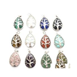 Charms Fashion Waterdrop Tree Stone Charm Handmade Healing Crystal Pendant voor sieraden Hangers ketting maken 2230 T2 Drop Lever Dhpkt