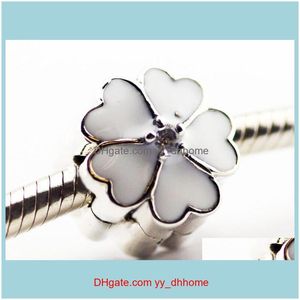 Charms Résultats Composants BijouxPandora Blanc Primrose Clip Émail Fleur Charme 925 Sterling Sier Perles En Vrac Pour Fil Bracelet Mode