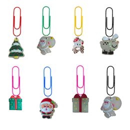 Charms fluorescerende kerstcartoon papier clips grappig voor schoolkantoor aanbod student briefpapier bladwijzers paperclips colorf paginat otmhf