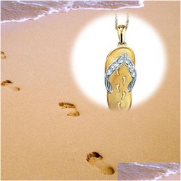 Charms voetafdruk originaliteit ketting hanger Slipper vrouwen mannen strass pendanten goud vergulde sier plating sieraden accessoires 2xq dhjq4