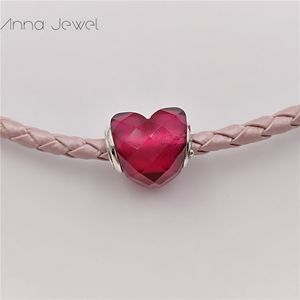 Dijes para el kit de fabricación de joyas Fucsia Forma de amor pandora cristales de plata braclet perlas de pelo niños mujeres hombres cadena brazaletes collar colgante regalo de cumpleaños 796563NFR