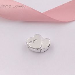 Charms for Jewelry Making Kit Dos corazones Pandora 925 STERLING SIERT Silver Beadlet Beads Kids Men Men Cabina Collar Collar Collar Cumnas Regalo 796560CZ