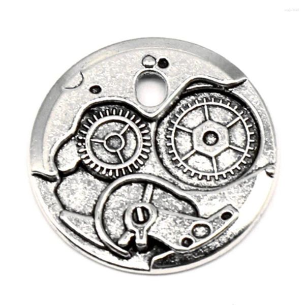 Charms Gears Pendants pour les bijoux de fabrication de bijoux Jewelri 25x25mm 5pcs Couleur en argent antique