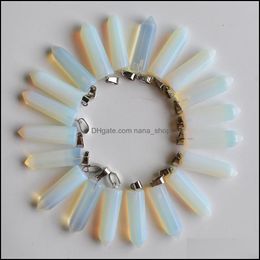 Charms Glass Opaal Zhexagonale pilaar Pendum Stone Handgemaakte Sier -kleurenhangers voor sieraden maken Groothandel drop levering bevindingen Comp DH8TK