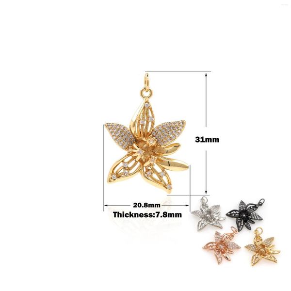 Breloques Laiton Doré Plaqué Zircon Lotus Charme Fabrication de Bijoux Fournitures DIY Découvrir Accessoires Étang