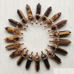 Bedels Goede Kwaliteit Natuurlijke Tijgeroog Steen Gouden Legering Pijler Vorm Chakra Hanger Voor Sieraden Maken Groothandel Drop Levering Vinden Dhyjn