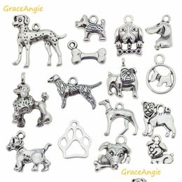 Charms Graceangie 15 pièces/lot mixte chiot chien charmes fabrication de bijoux collier pendentifs Bracelet résultats bricolage accessoire livraison directe Jewe Dhzyo