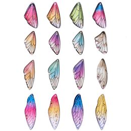 Charms Dégradé de couleur aile de papillon breloque en résine insecte aile de libellule pendentif transparent pour boucle d'oreille collier fournitures de fabrication de bijoux 230907