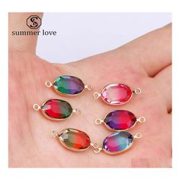 Breloques Gradient Couleur Ovale Verre Pendentif Charme Pour Bracelet Collier Haute Qualité Diy Fabrication de Bijoux Drop Delivery Résultats Composant Dhu8Q