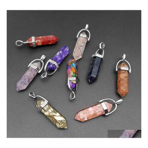 Charms Gravel Cuthed Broken Stones Chakra Healing Pendum Zhexagonale prisma Quartz Amethists Hanger Diy ketting YzedibleShop Drop de Dhm0x