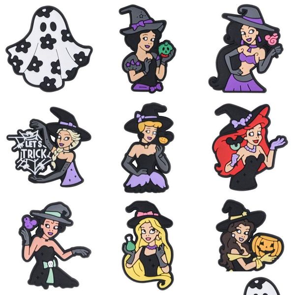 Encantos Hallowmas PVC Decoraciones de zapatos Skl Calabaza Halloween Clog Charms para niños Joyería Hallazgos de joyería Componentes Dhnky