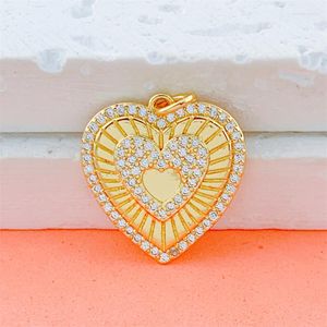 Breloques faites à la main 18K plaqué or véritable zircone cubique amour coeur pendentif colliers pour bricolage femmes bijoux faisant maman fille Gif