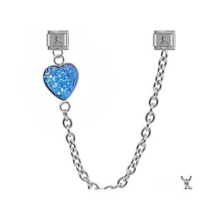 Charms Hapiship Origineel ontwerp Sweet romantische hartketen Link Italiaanse charme past 9 mm armband roestvrij staal maken sieraden dj285 ot7re